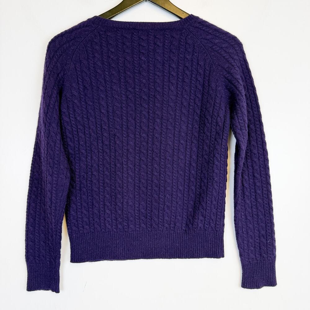 Ann Taylor 100% Cashmere VNeck Cable Knit Sweater Purple - S - Picture 5 of 8